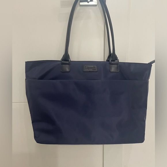 Lipault Paris Lady Shopper Tote Blue Color  Handle Trolley Sleeve Twill Nylon - Picture 1 of 13
